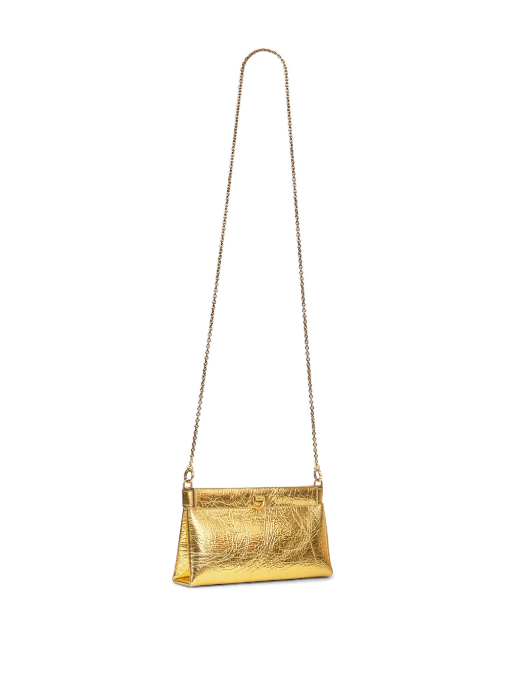 Etro Mini Talk Metallic Leather Clutch In Gold