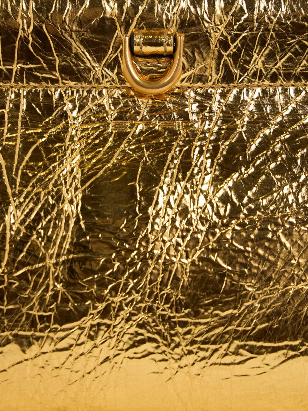 Etro Mini Talk Metallic Leather Clutch In Gold