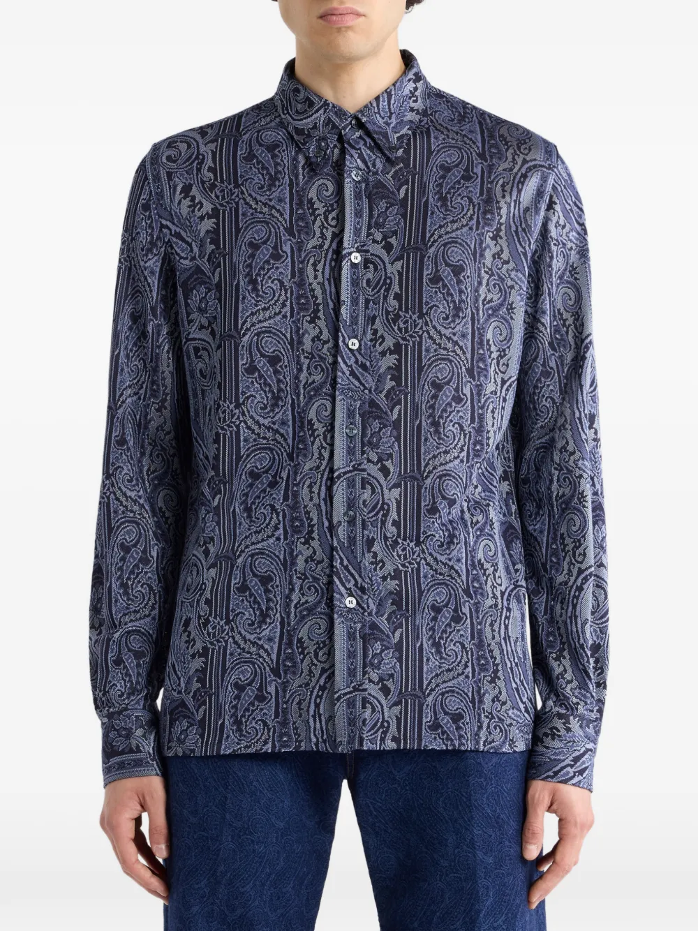 ETRO Overhemd met knopen en paisley-print - Blauw