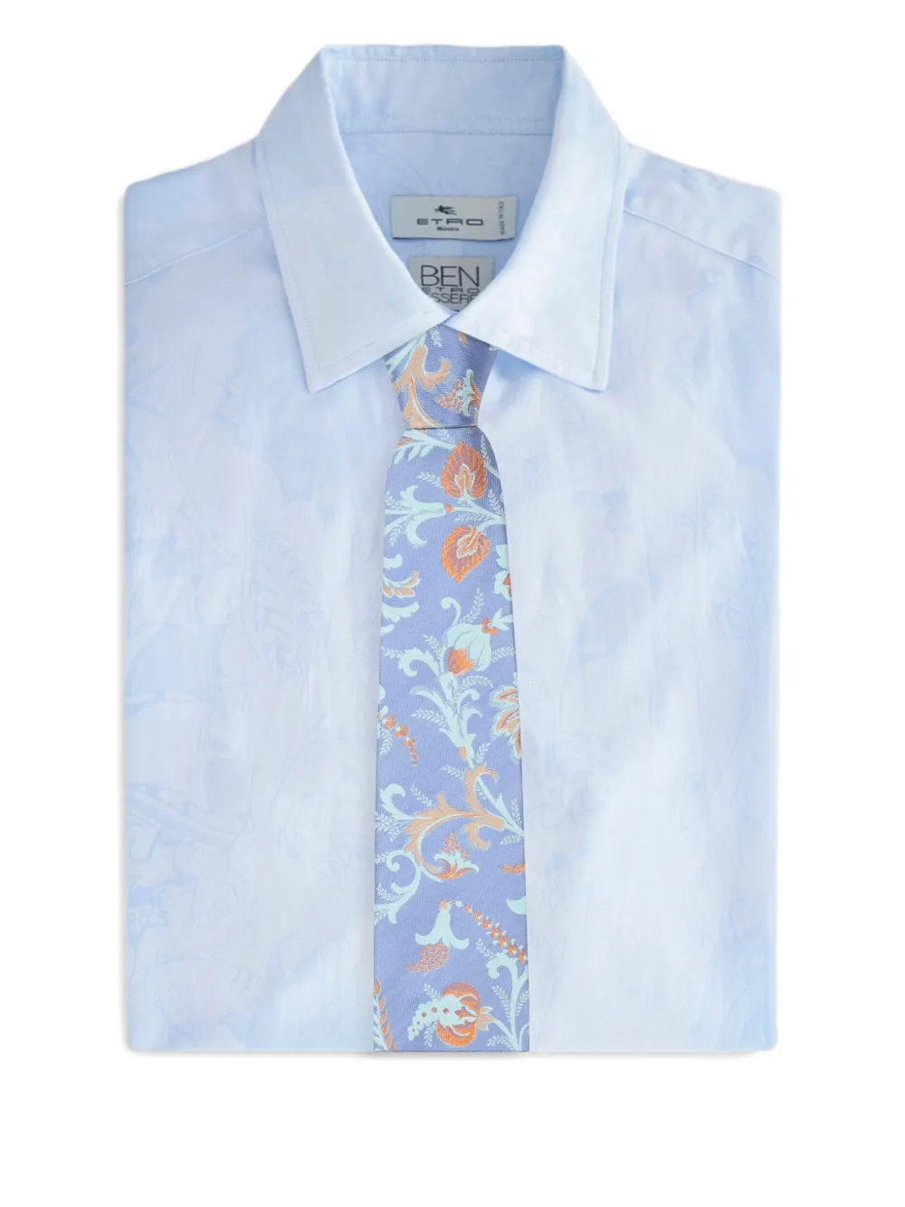 ETRO jacquard floral tie Blauw