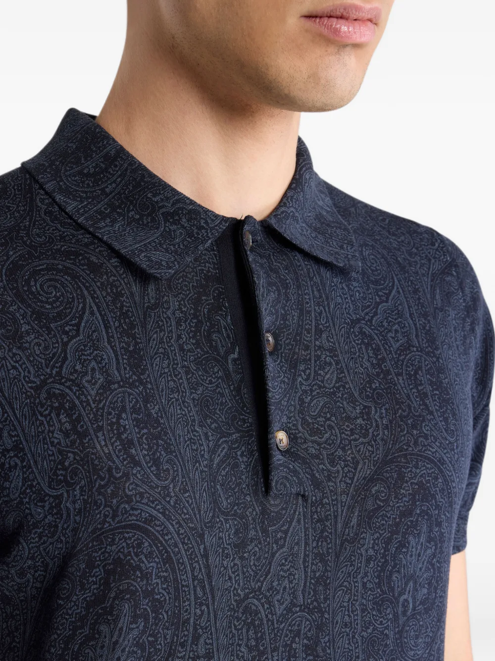 ETRO Poloshirt met paisley-bloemenprint Blauw