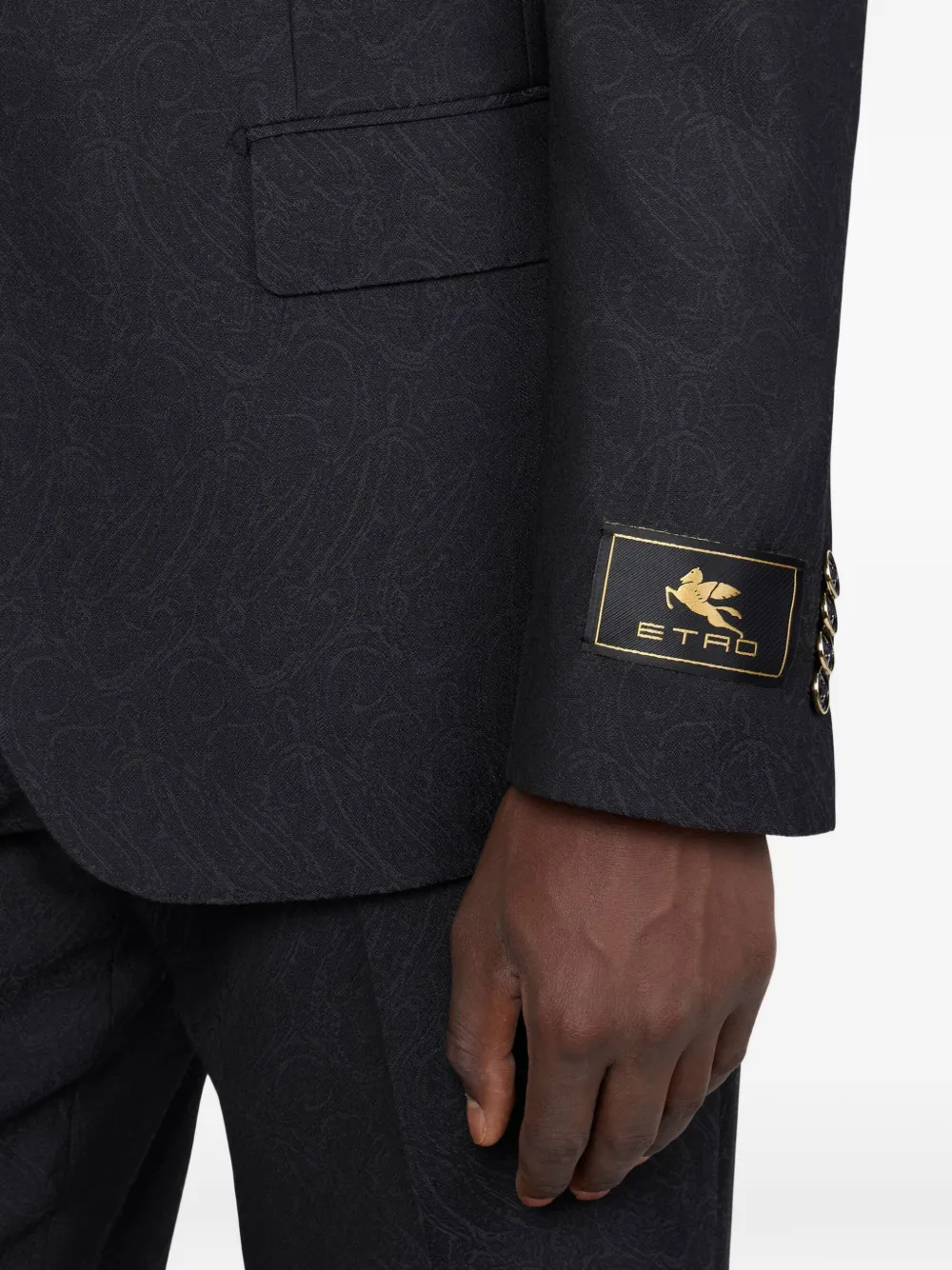 ETRO jacquard paisley single-breasted jacket Zwart