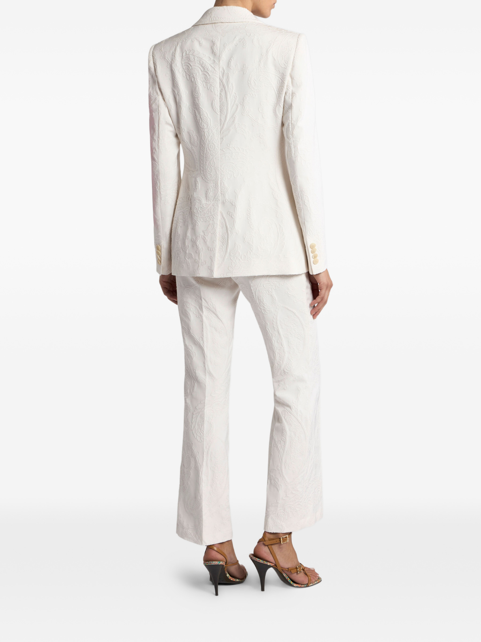 single-breasted cotton-blend jacquard jacket with Paisley foliage motif — Image 3