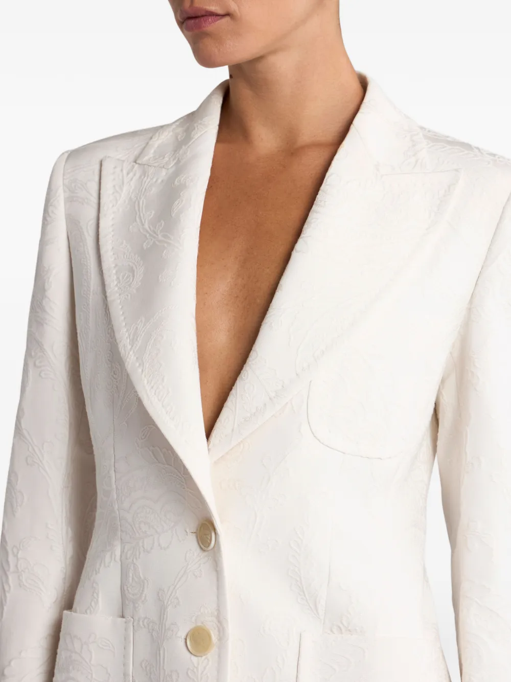 Etro Paisley Foliage-motif Jacquard Blazer In Metallic