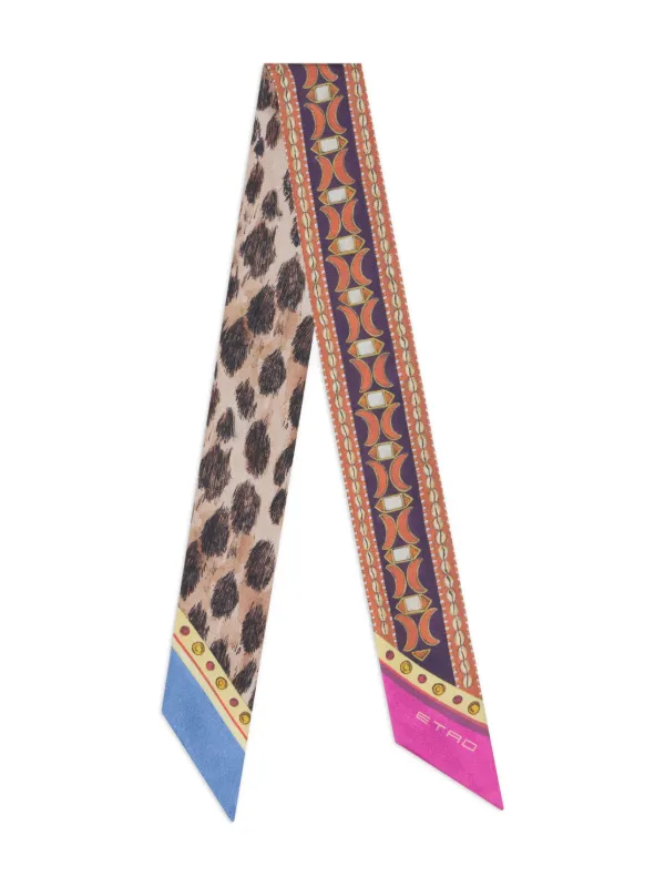 Etro Paisleyna Made of Silk with Geometric Motif and Animal Motif in Brown