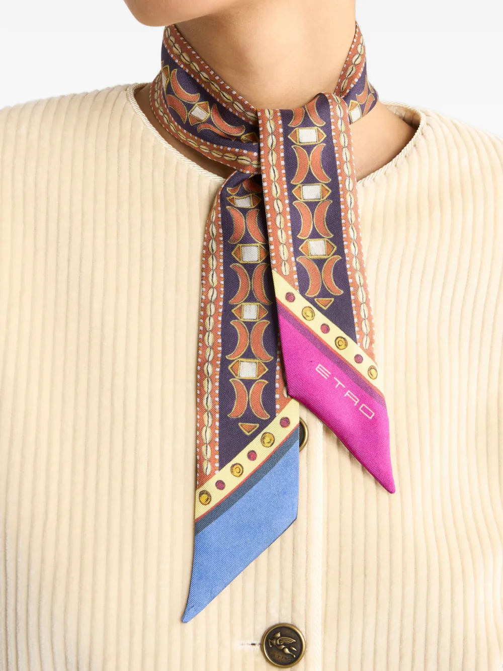 ETRO Paisleyna van zijde met geometrisch motief en dierenprint Bruin