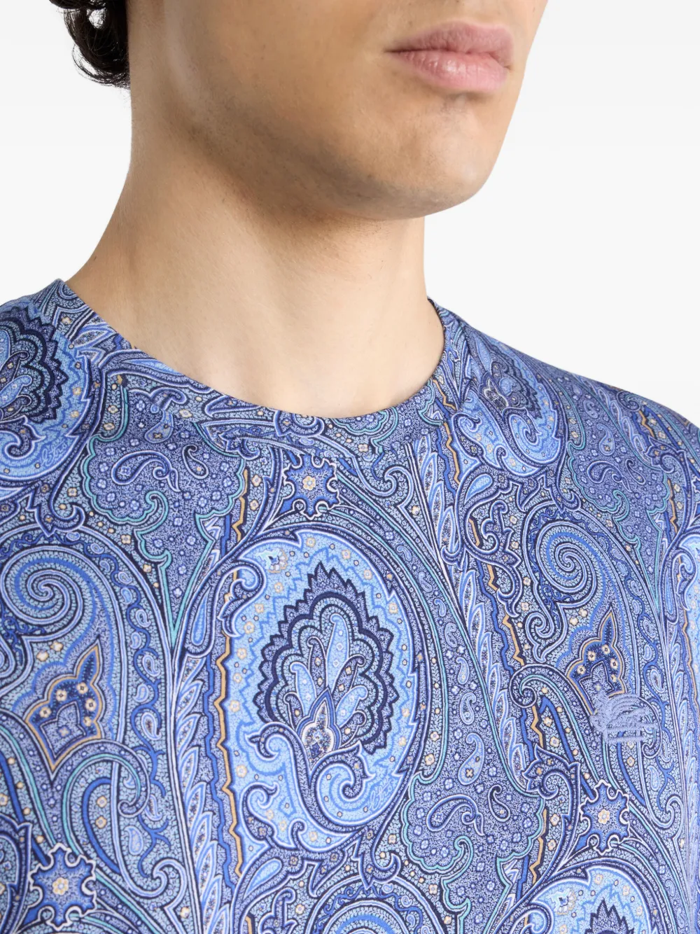 ETRO floral paisley cotton t-shirt Blauw