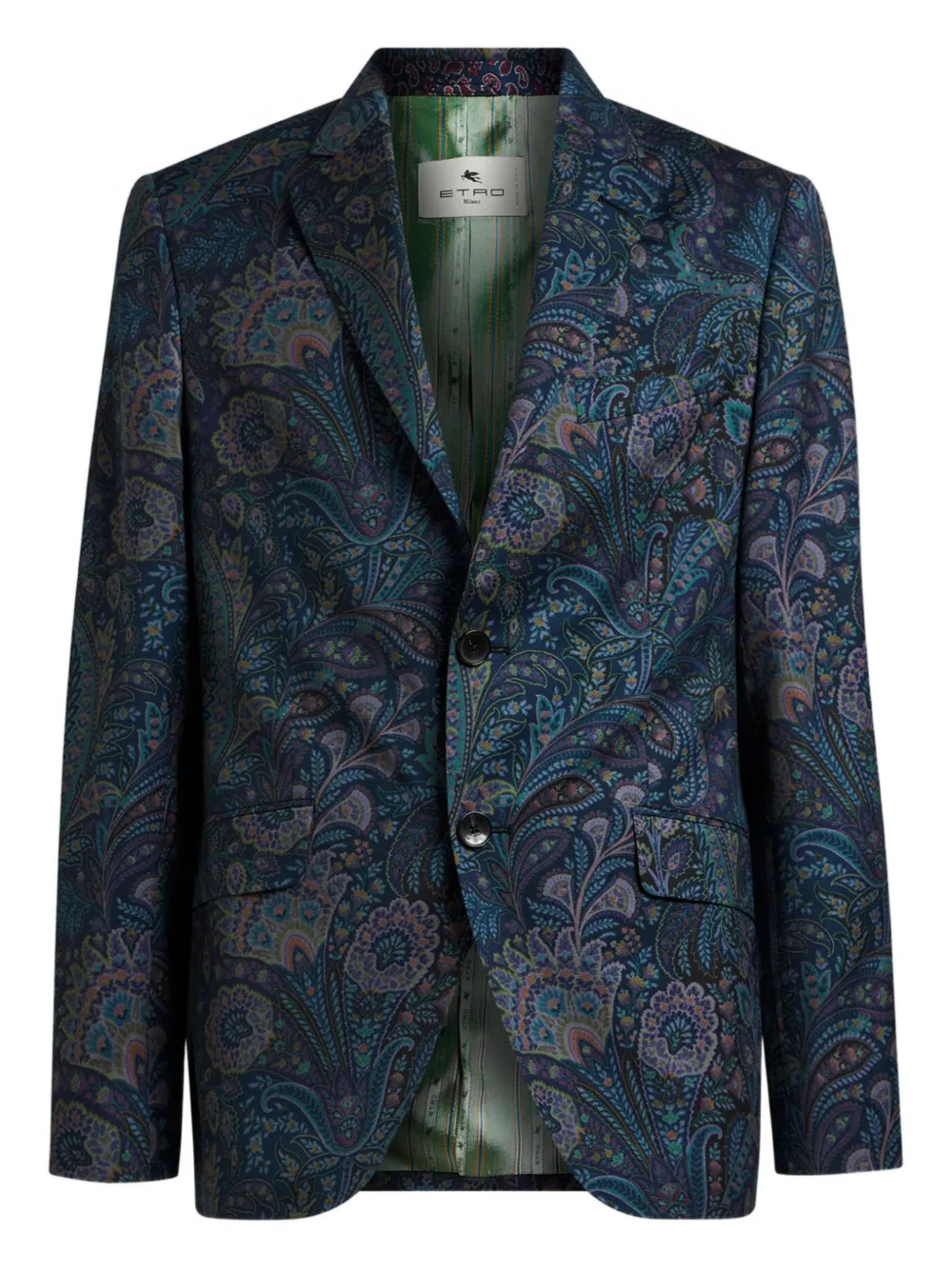 ETRO single-breasted floral motif wool jacket - Blu