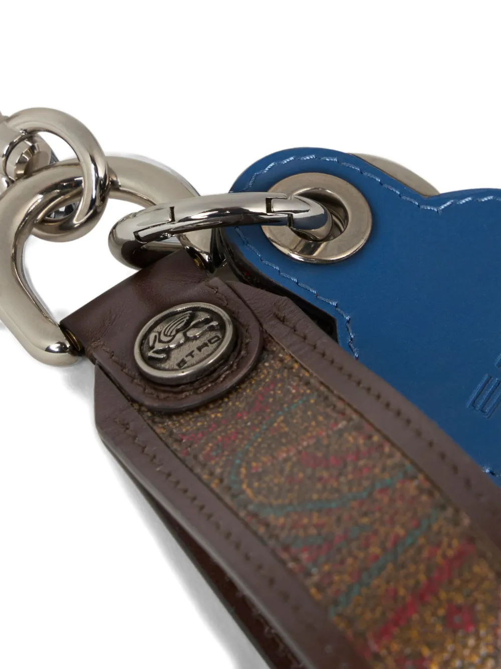  Etro Arnica Paisley-pattern Leather Keyrings - Blue 