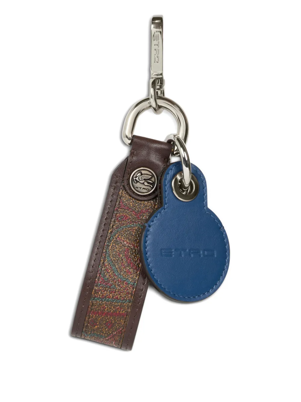 Etro Arnica Paisley-pattern Leather Keyrings In Brown