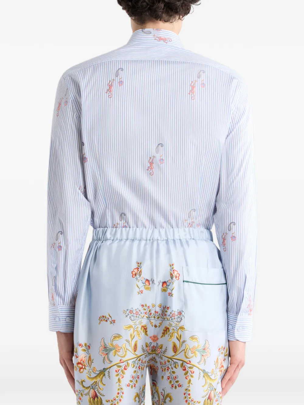 ETRO Gestreept katoenen jacquard overhemd met fil coupé-patroon Wit