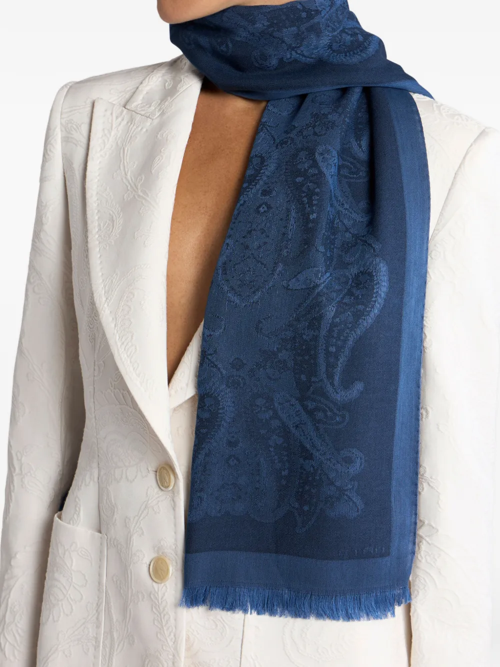 ETRO Sjaal met jacquard paisley-print Blauw