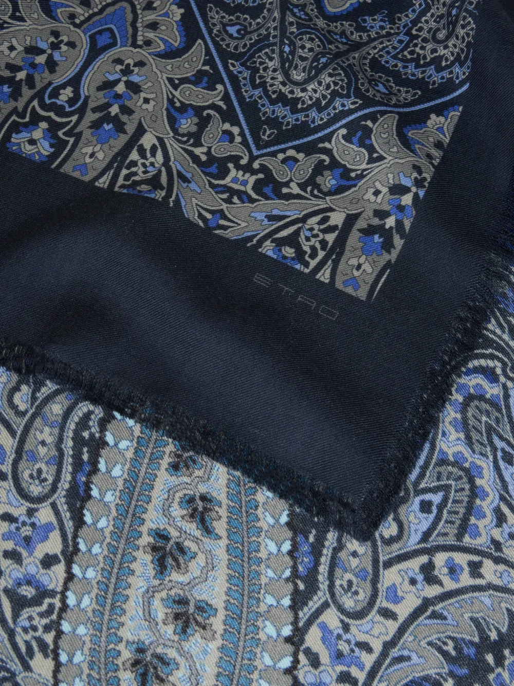 ETRO paisley check motif scarf - Blauw