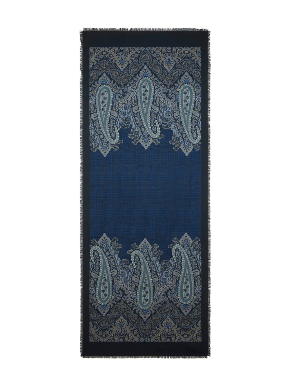 ETRO paisley check motif scarf | Blue | Image 1