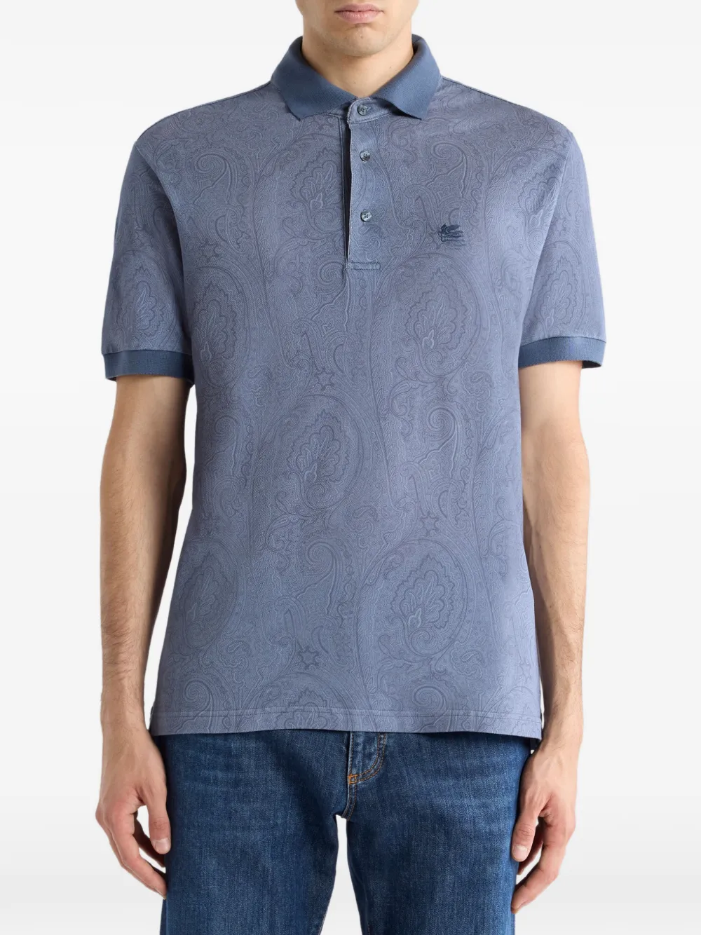 ETRO Katoenen poloshirt met patroon Blauw