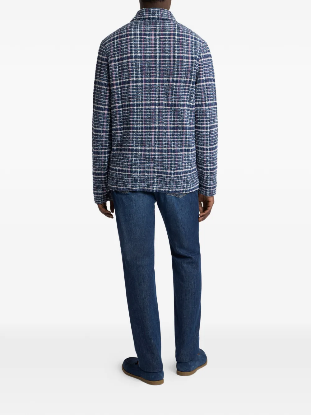  Etro Jacquard Check Jacket - Blue 