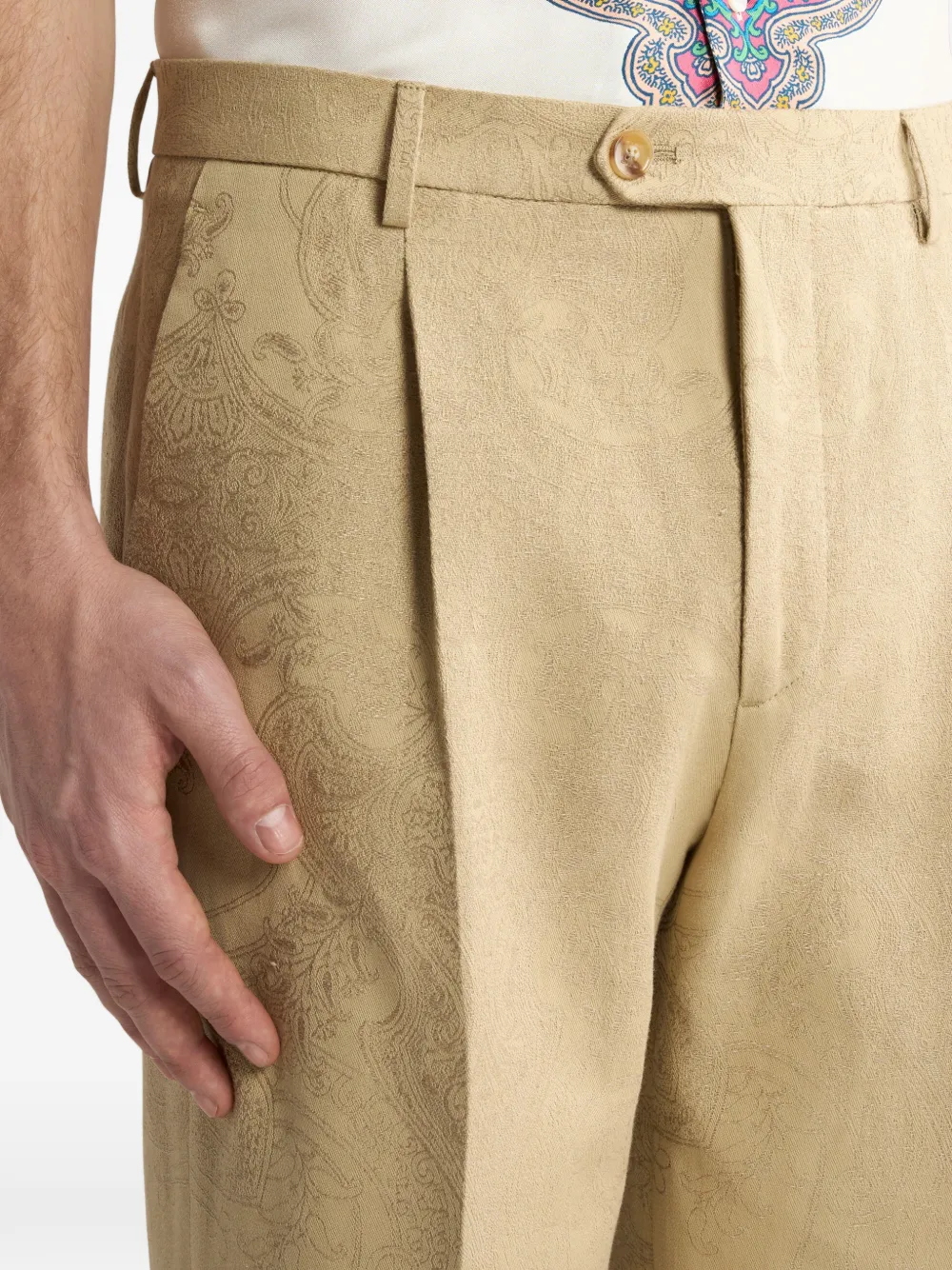 ETRO Broek met bloemen jacquard Beige