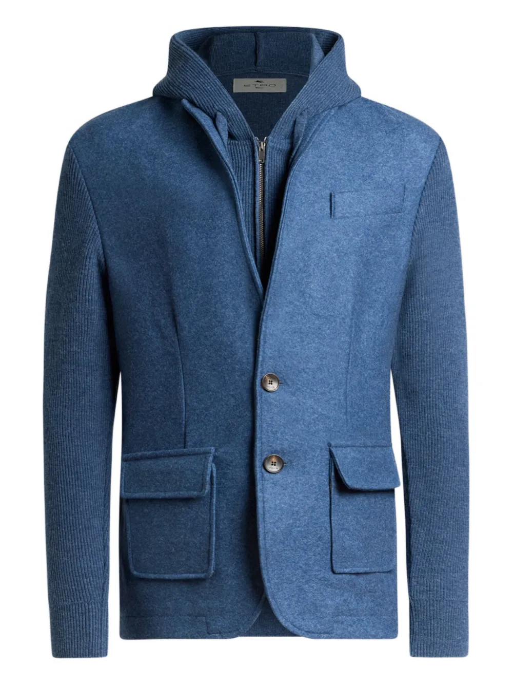 ETRO removable-hood wool jacket - Blu