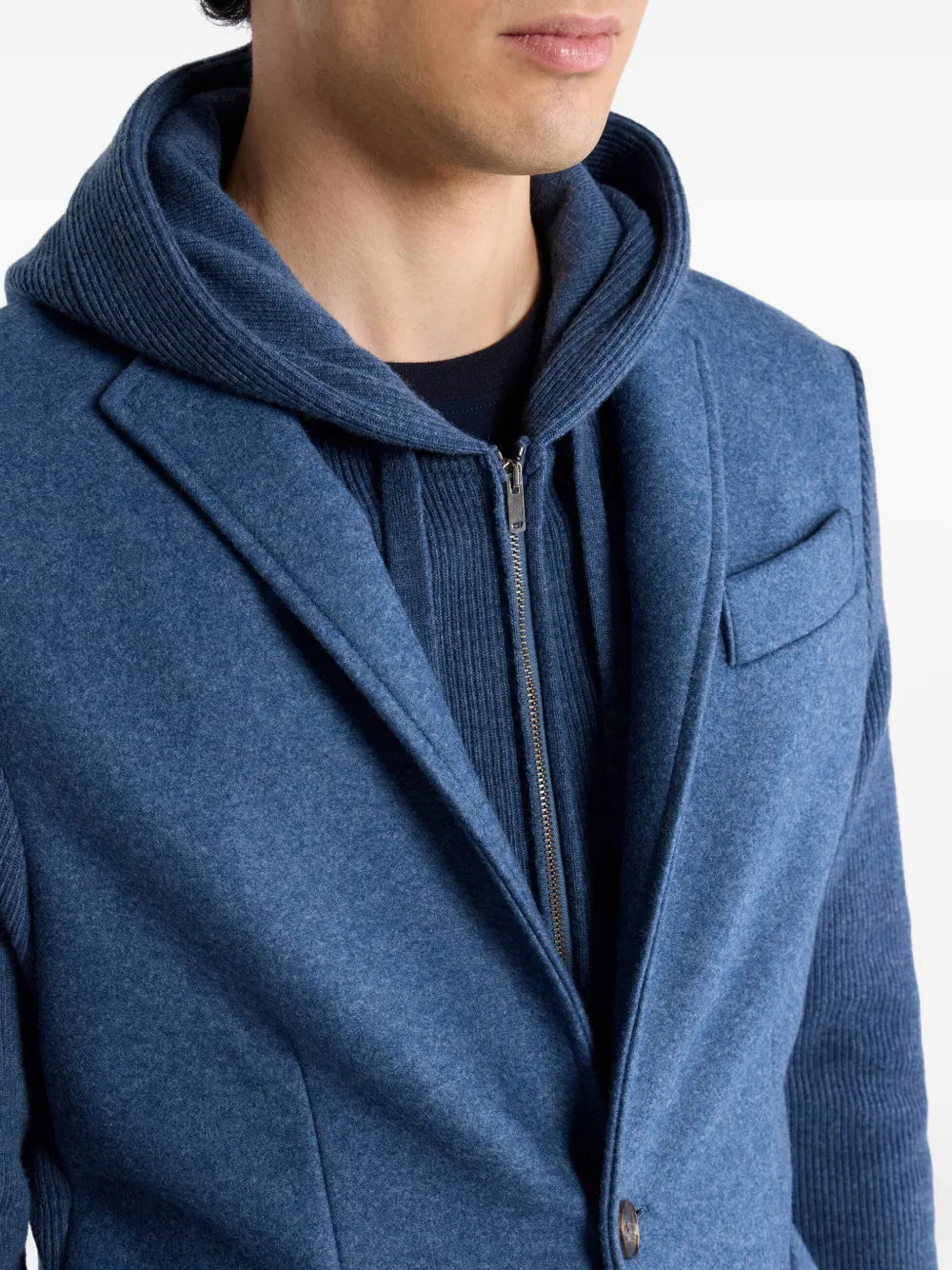 ETRO Wollen jack met afneembare capuchon Blauw