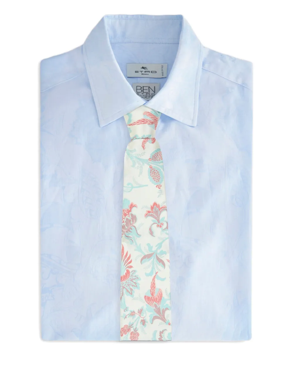 ETRO jacquard floral motif tie Beige