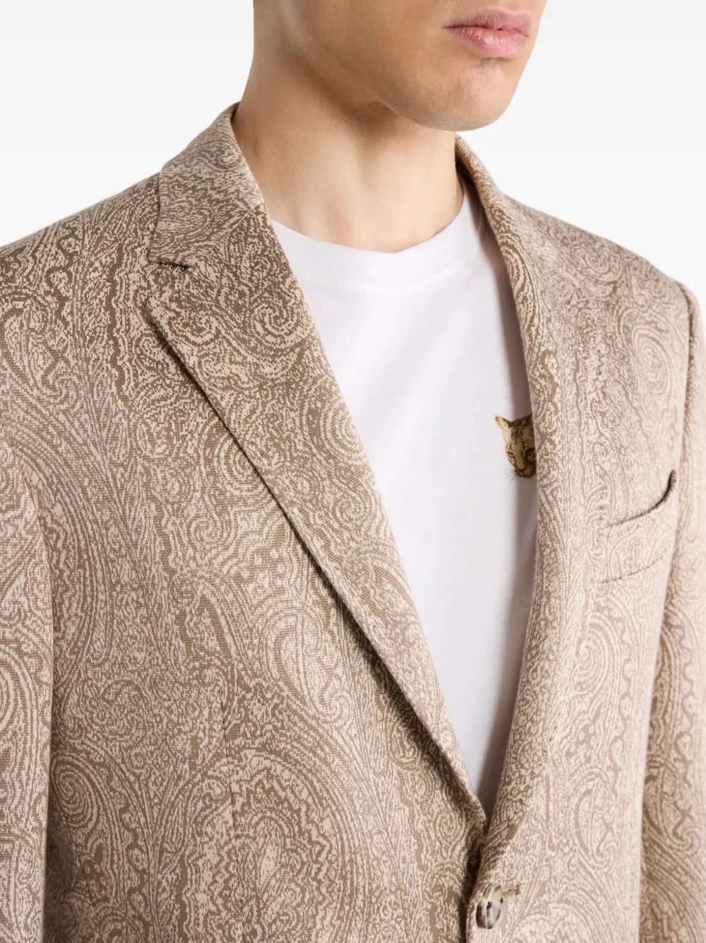 ETRO Blazer met enkele rij knopen Beige