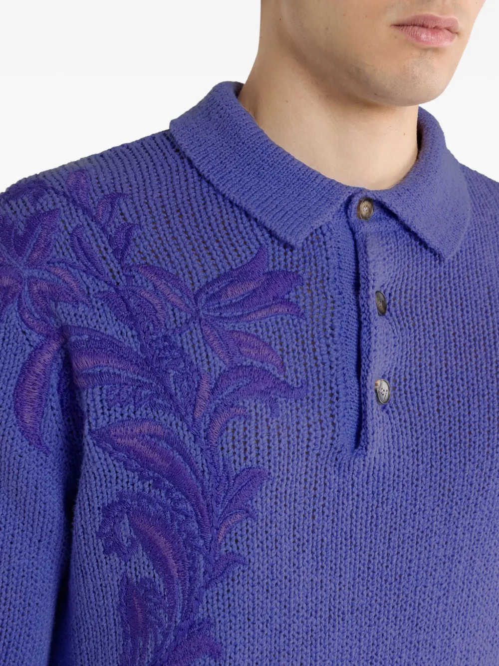ETRO Poloshirt met geborduurde bloemen Paars