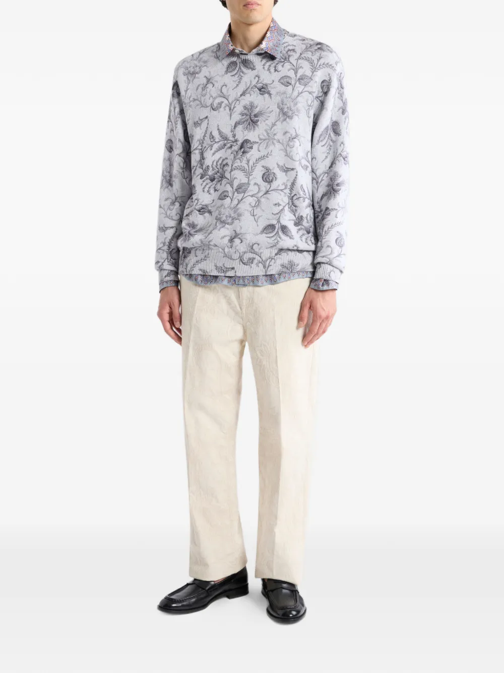ETRO Trui met bloemenpatroon - Grijs