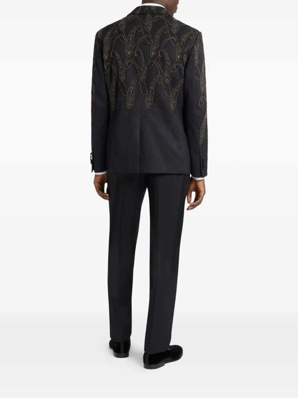 ETRO paisley embroidery jacquard jacket Zwart