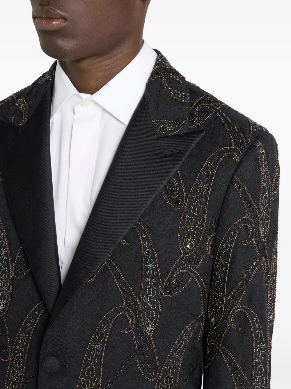 ETRO paisley embroidery jacquard jacket Zwart