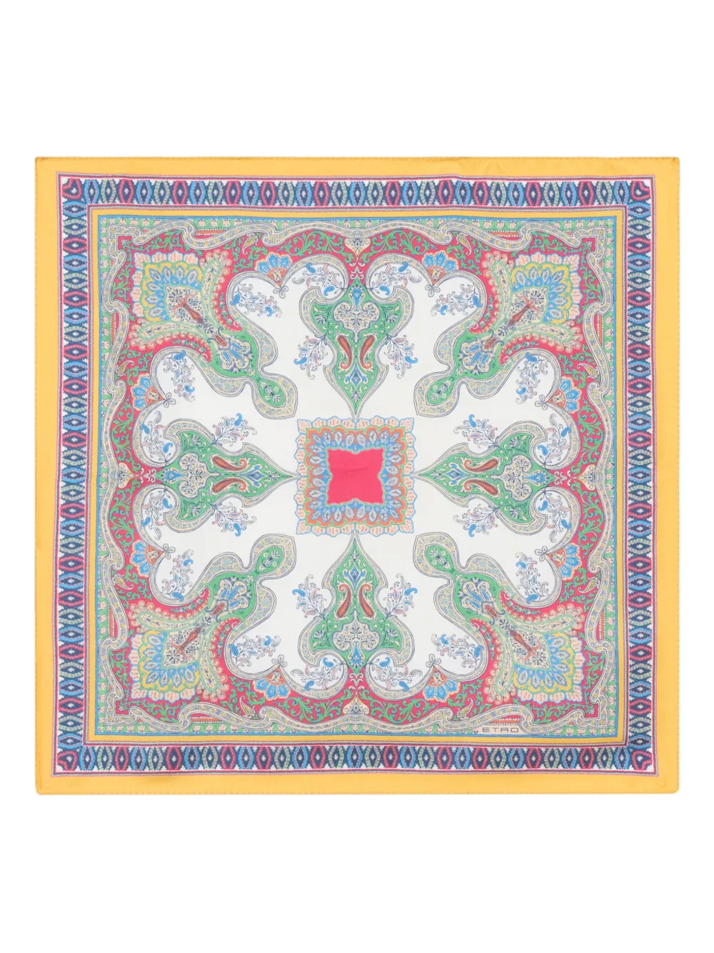 ETRO floral paisley silk pocket square - Bianco