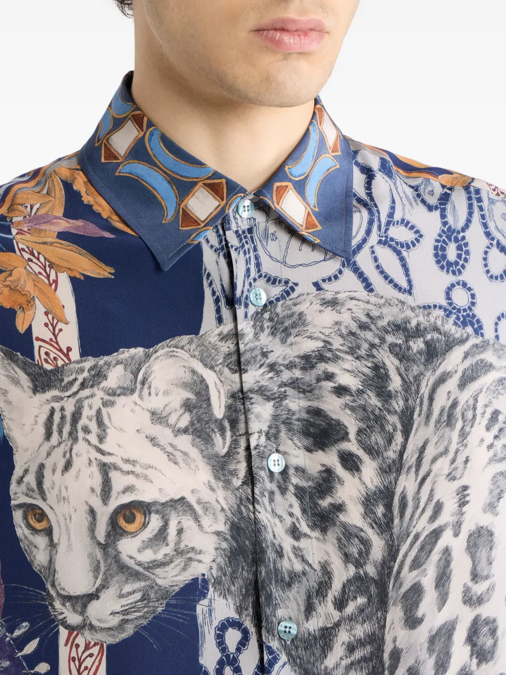 ETRO Overhemd met luipaardprint Blauw