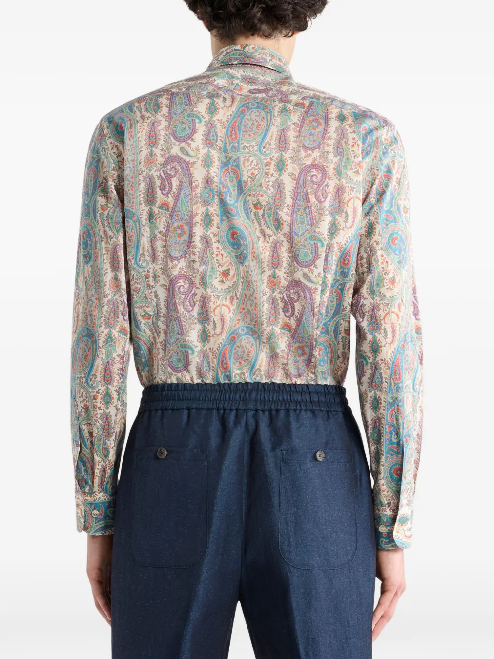 ETRO paisley foliage cotton muslin shirt Beige