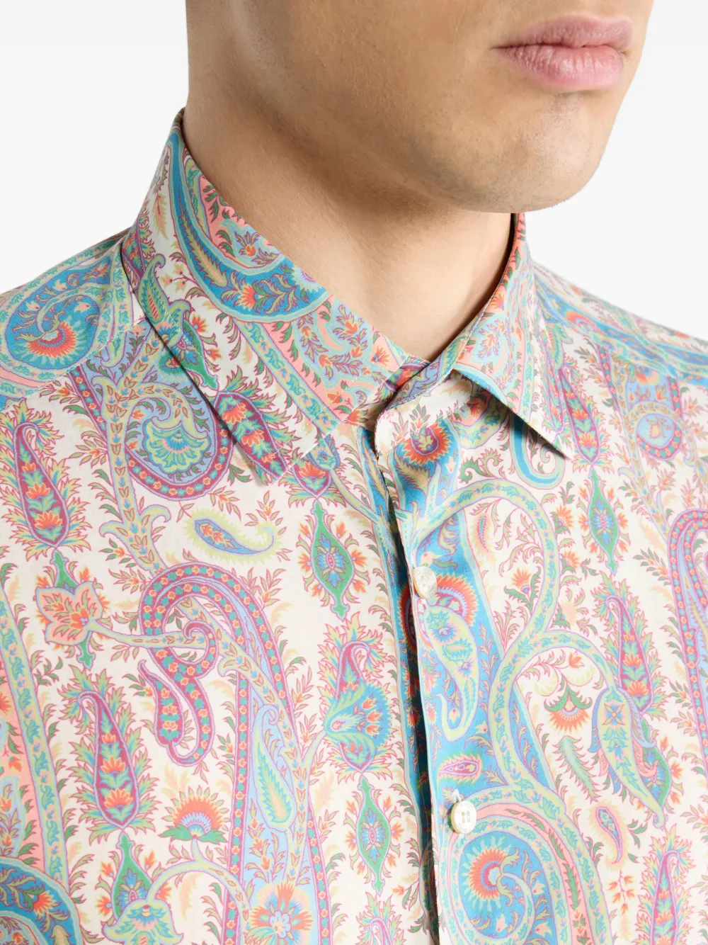 ETRO paisley foliage cotton muslin shirt Beige