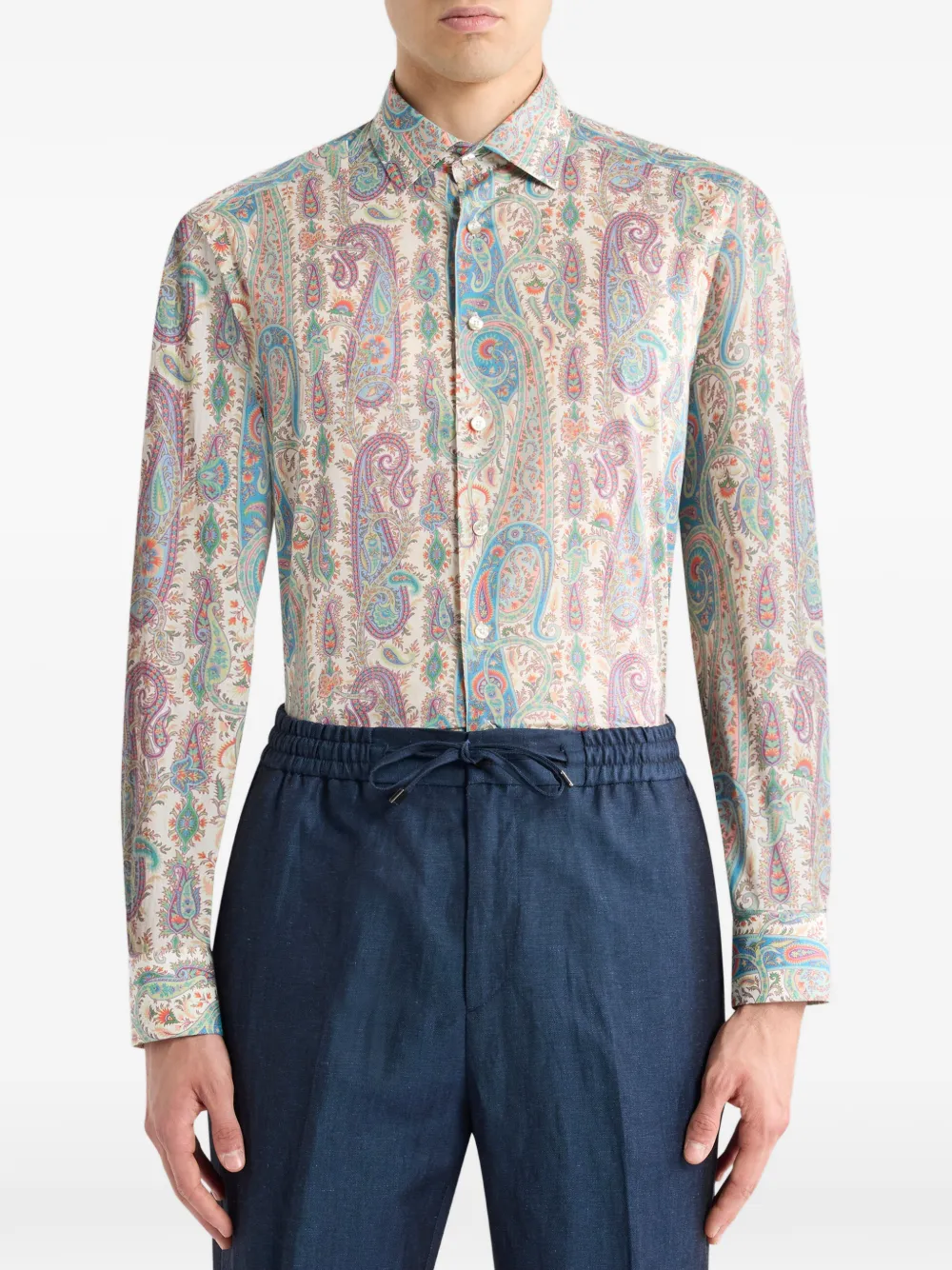 ETRO paisley foliage cotton muslin shirt - Beige