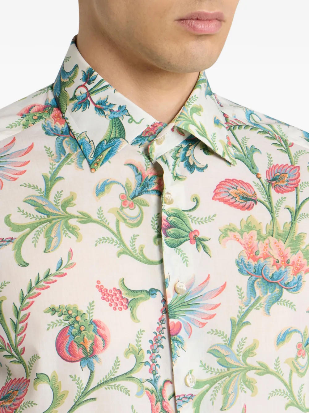ETRO Katoenen overhemd met bloemenprint Beige