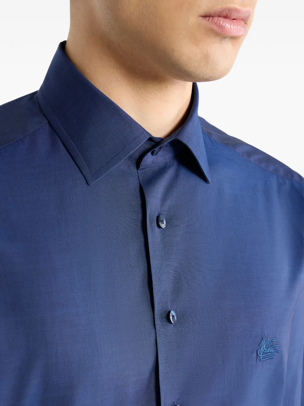ETRO Overhemd met Pegaso-borduurwerk Blauw