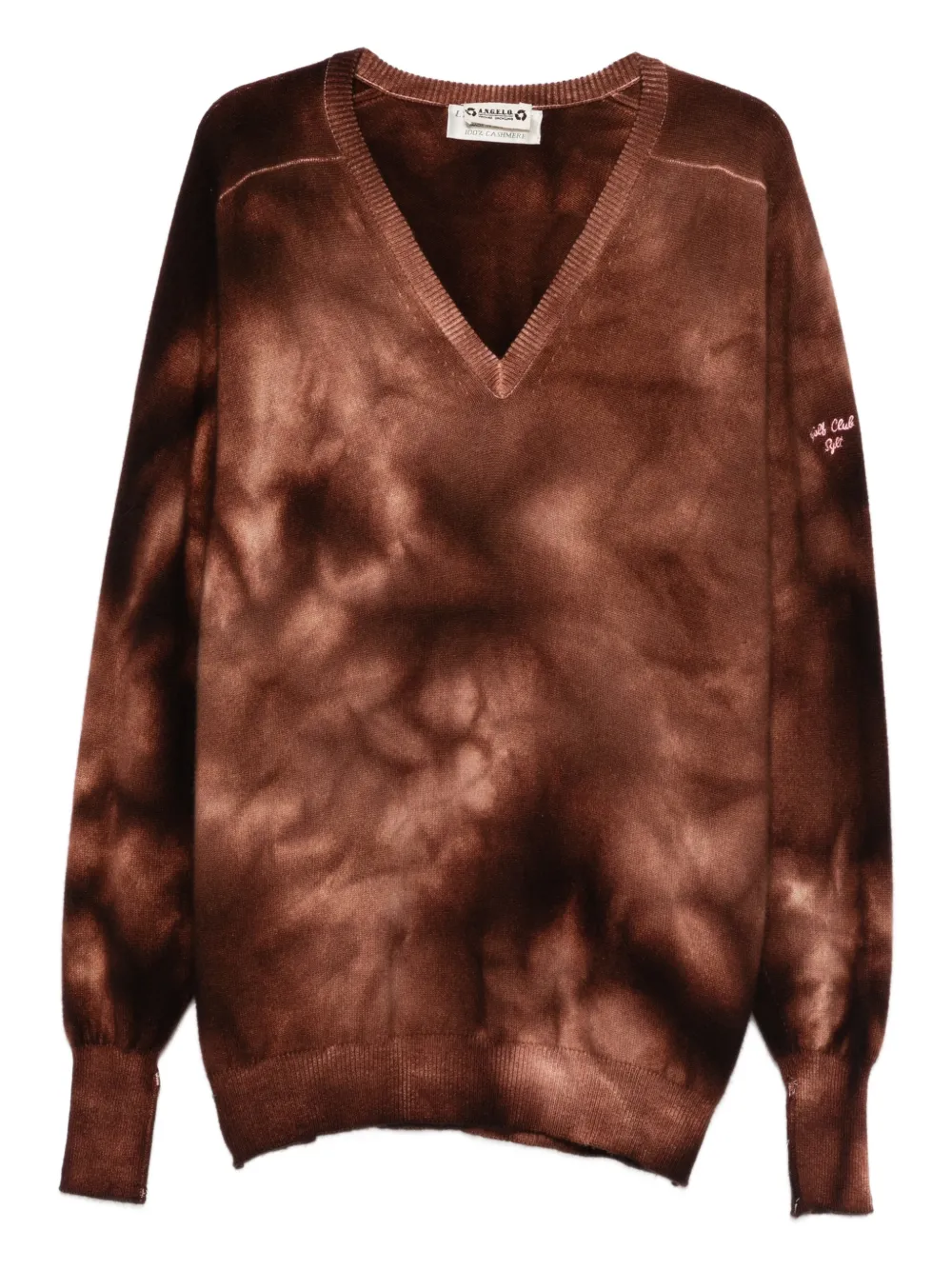 Pre-owned A.n.g.e.l.o. Vintage Upcycling Tie-dye V-neck Sweater In Brown