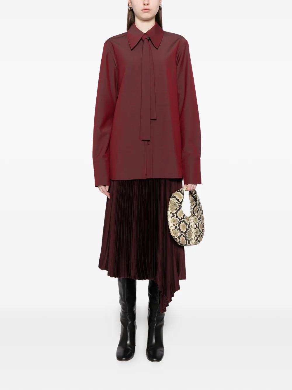 Jil Sander tie poplin shirt - Rood