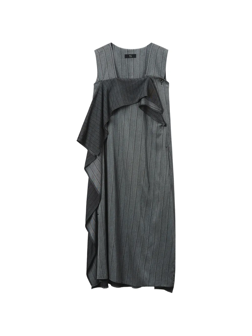 Y's ruffle-detail striped dress - Grigio