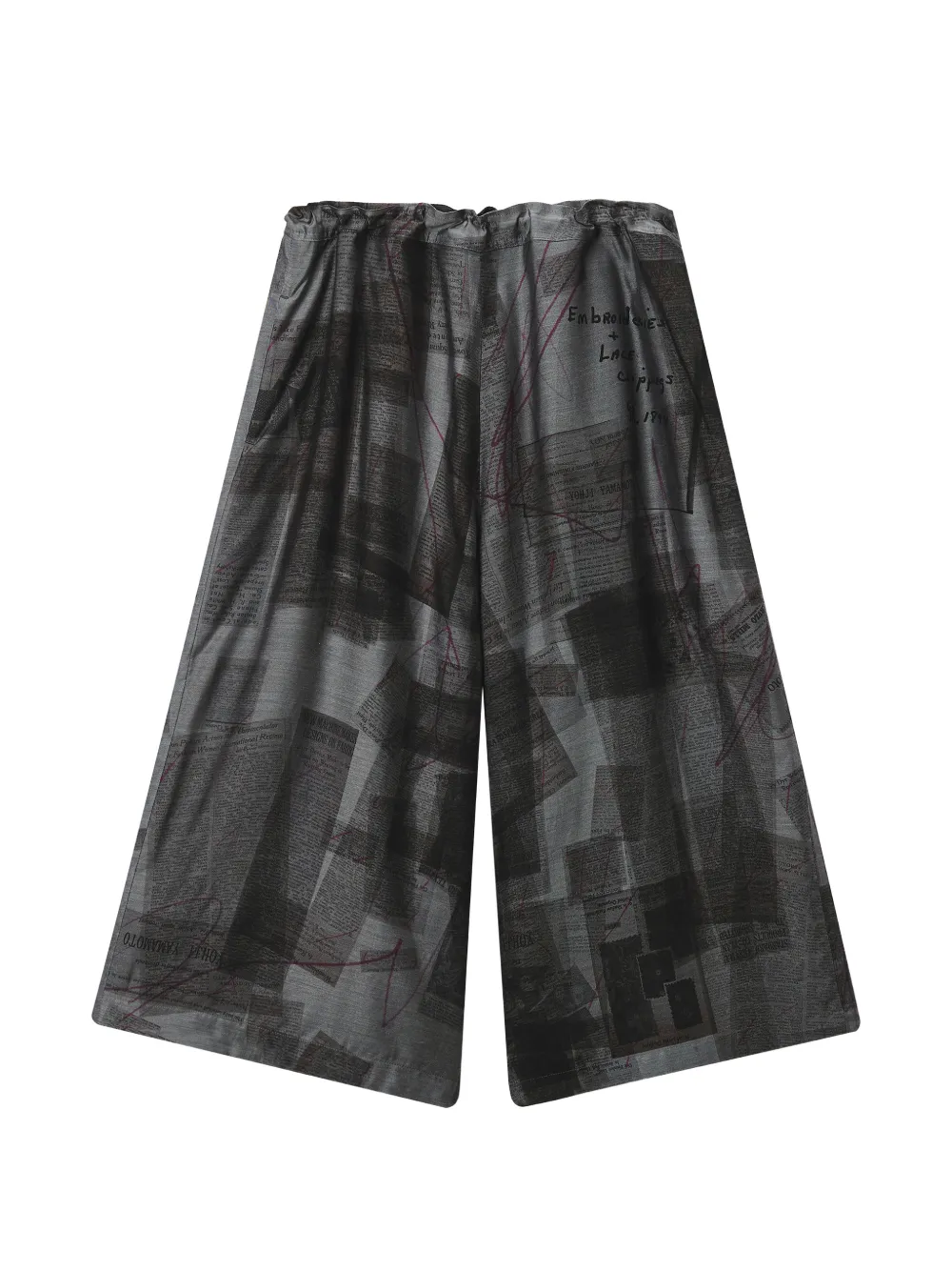 Y's newspaper-print wide-leg trousers - Grigio