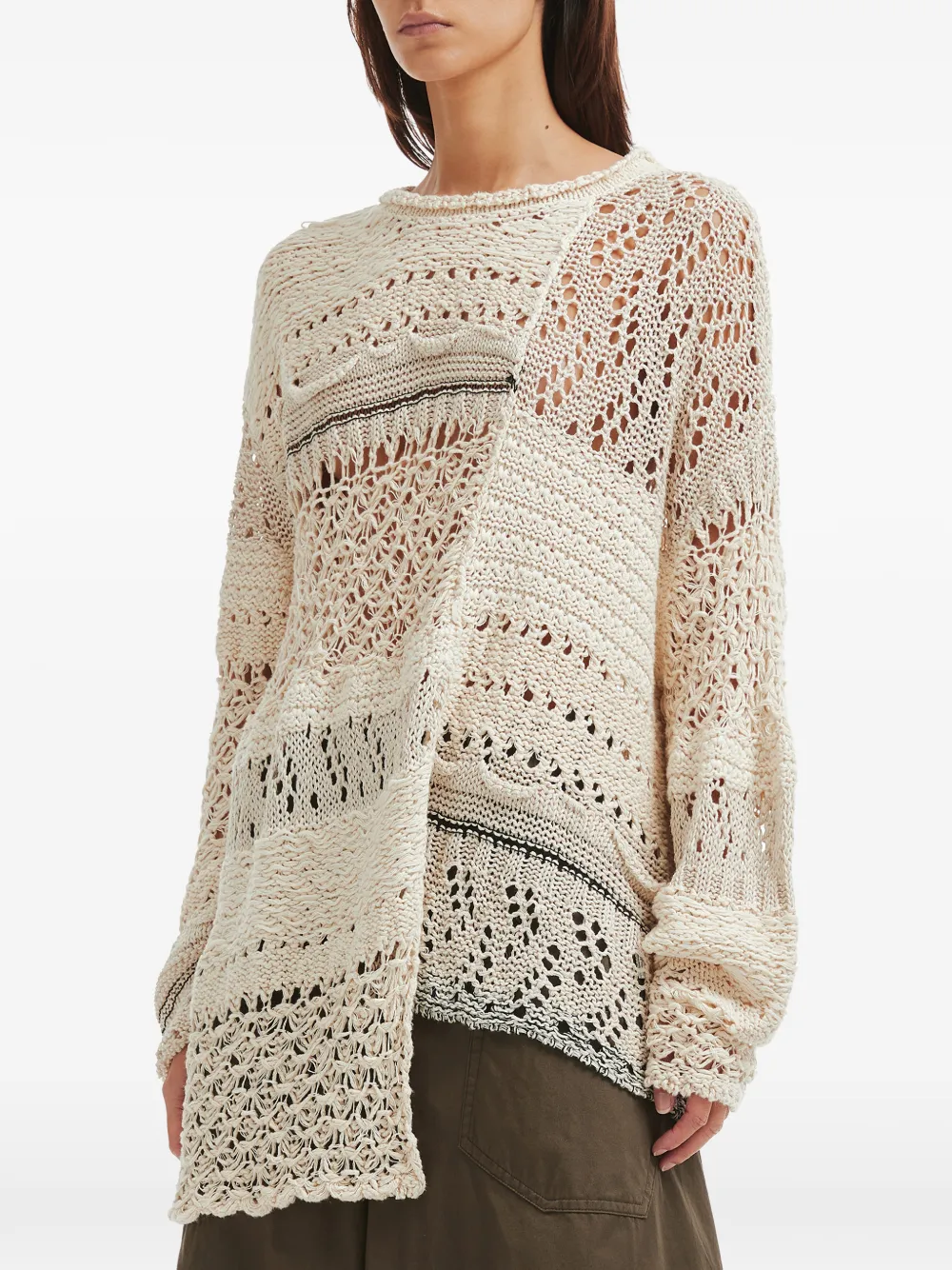 Y's Openwork-knit Sweater - Neutrals 