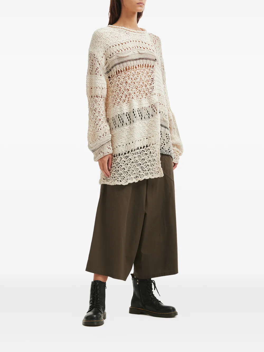  Y's Openwork-knit Sweater - Neutrals 