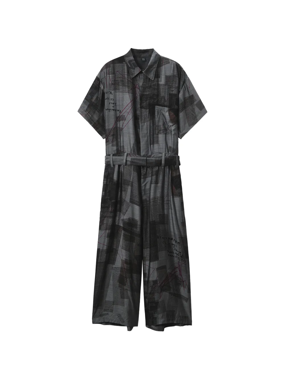 Y's newspaper-print jumpsuit - Grigio
