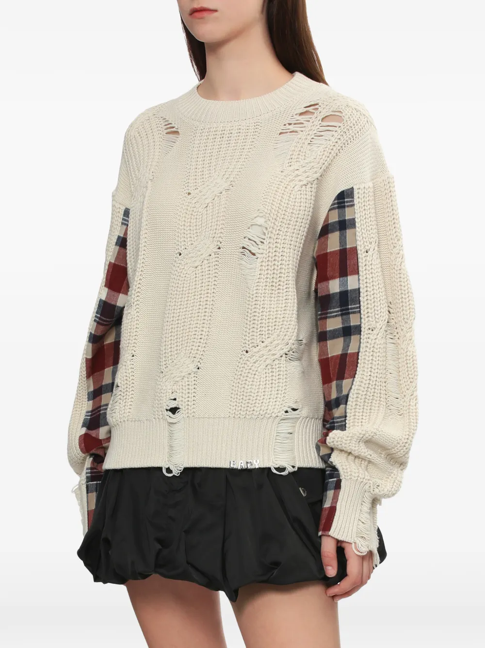  A Bathing Ape® Distressed Check-pattern Sweater - Neutrals 