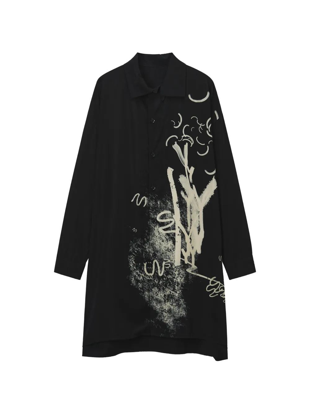 Y's graphic-print shirt dress - Nero