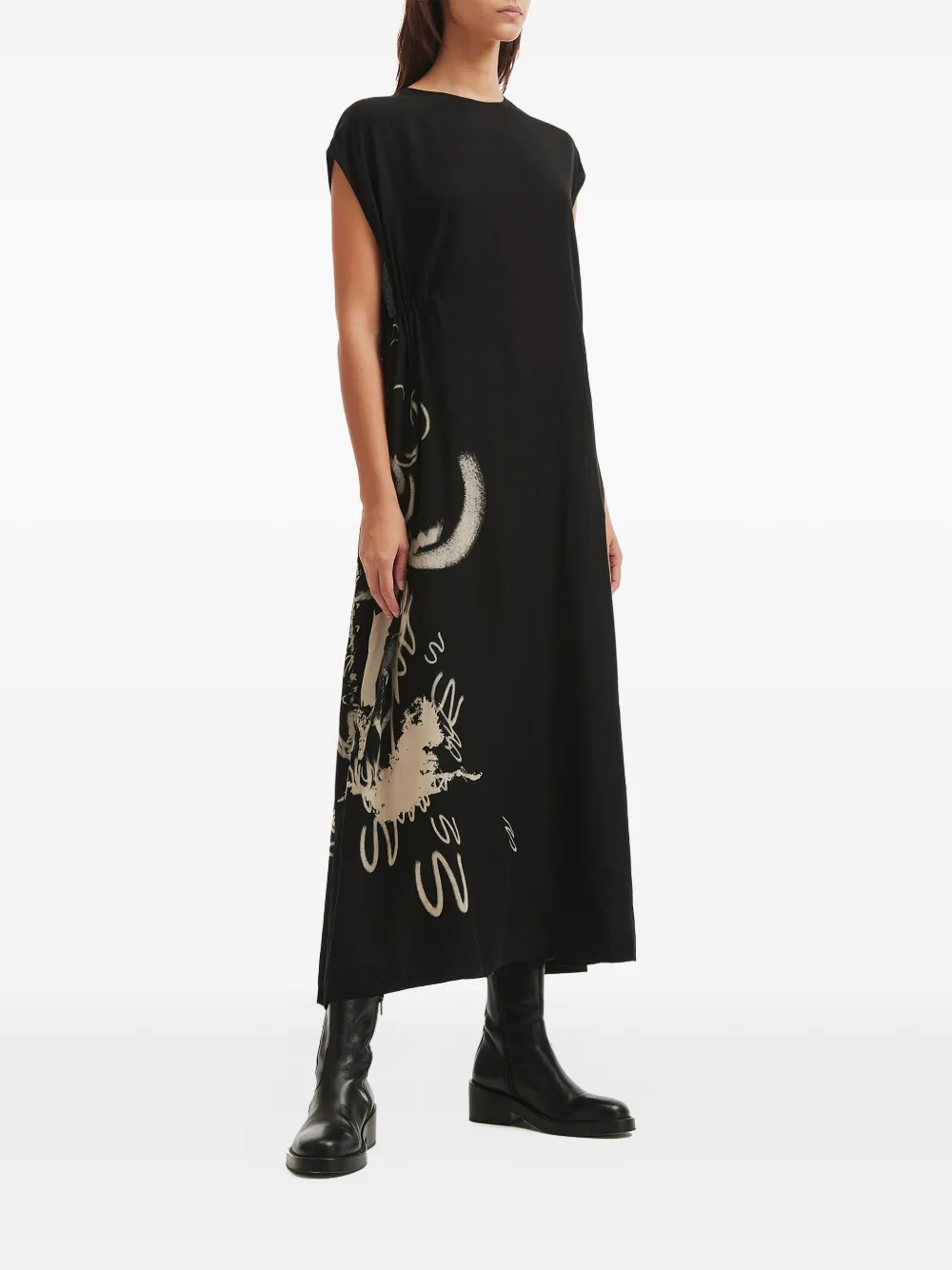 Y's print maxi dress - Zwart