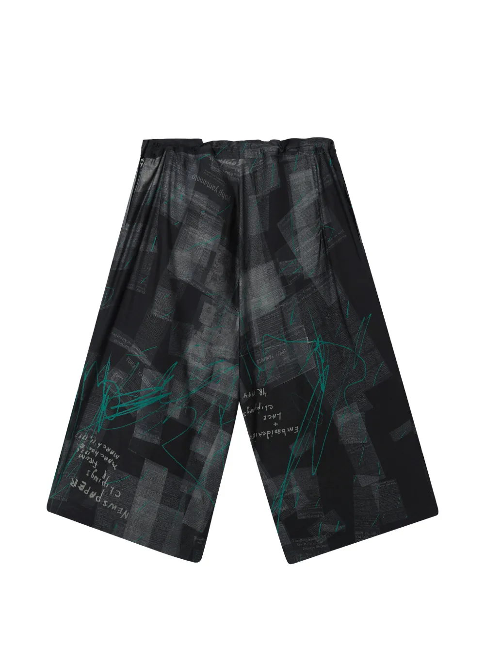 Y's graphic-print wide-leg trousers - Nero
