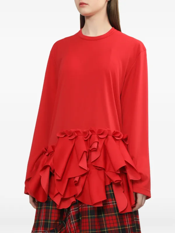 Comme Des Garçons Comme Des Garçons ruffled-hem Top | Red | FARFETCH