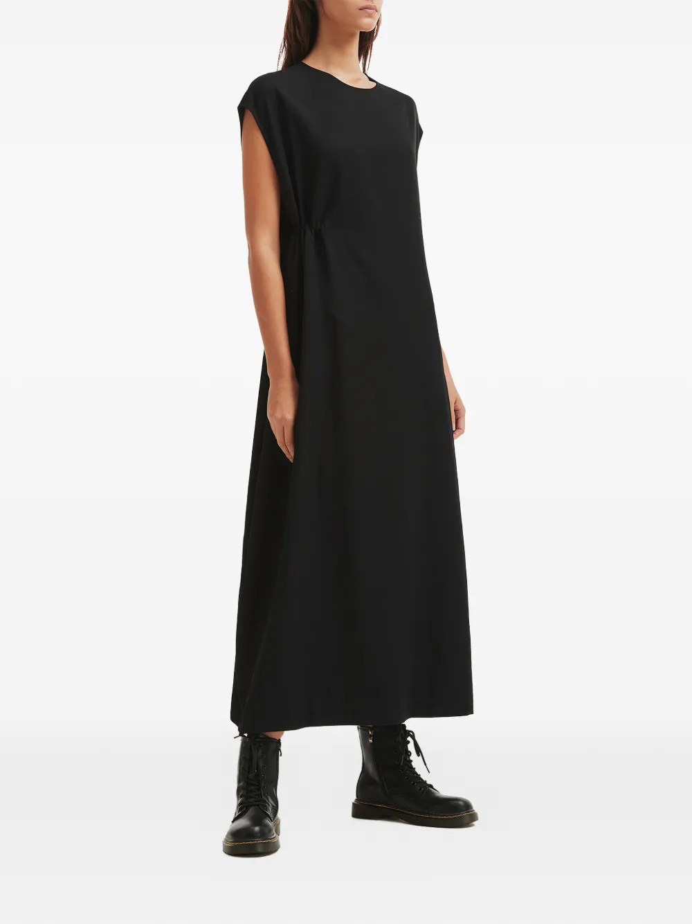 Y's ruched midi dress - Zwart