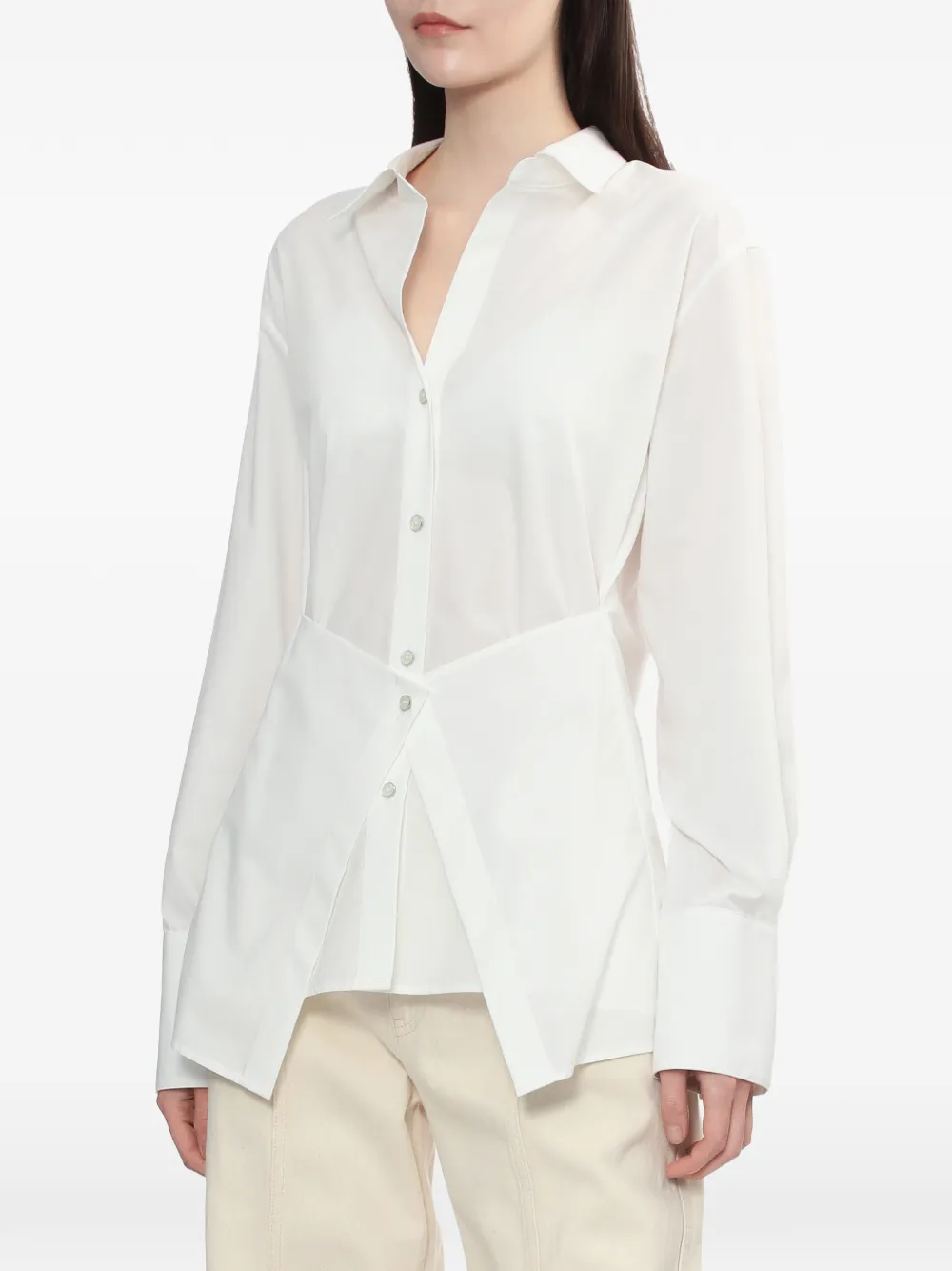 Helmut Lang Asymmetrische katoenen blouse met knopen Wit